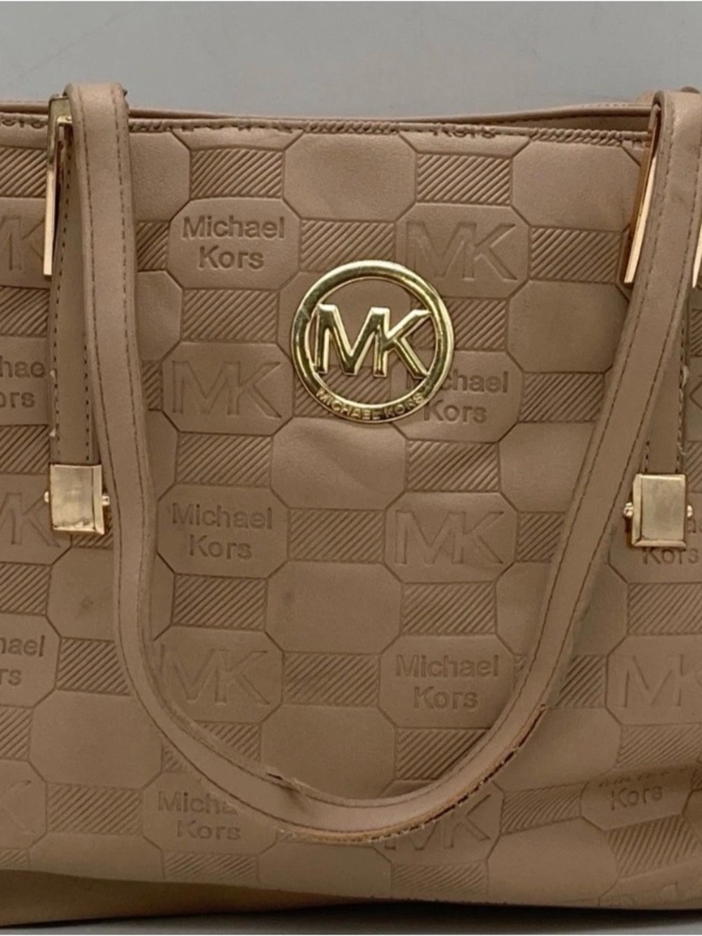 Michael Kors Women's Tan Logo Tote Bag with Gold Hardware